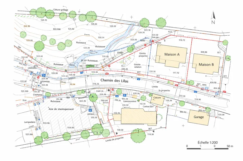 Relevé altimétrique et plan de nivellement d'îlot à Paris