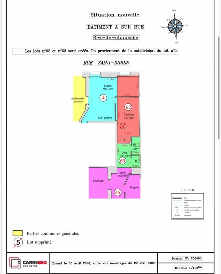 Plan de repérage des lots de copropriété par niveau